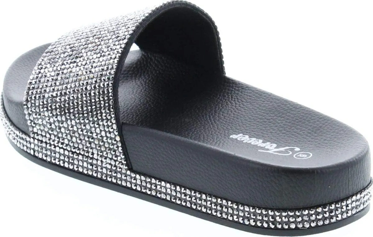 Forever Link Viste-07 Glitter Slide in PVC Molded Footbed Flatform Sandal Slippers