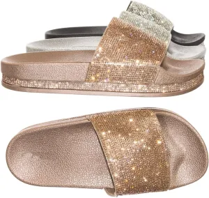 Forever Link Viste-07 Glitter Slide in PVC Molded Footbed Flatform Sandal Slippers