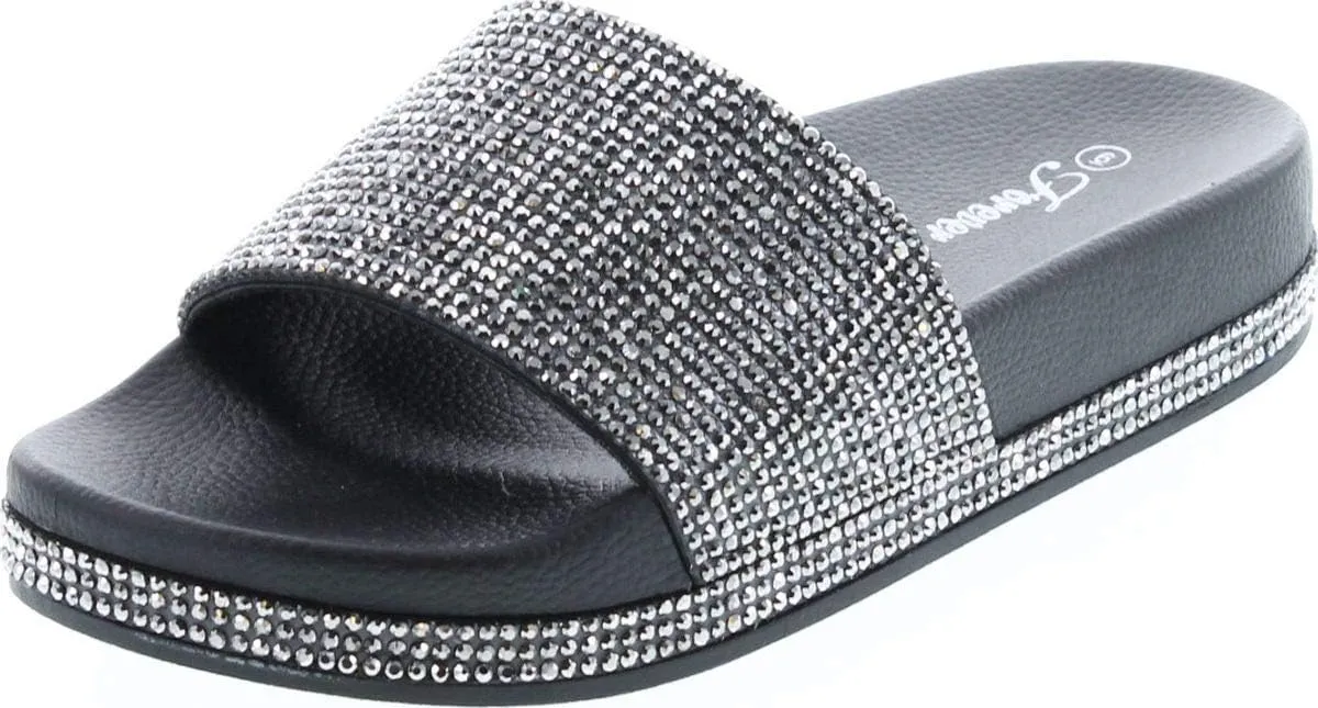 Forever Link Viste-07 Glitter Slide in PVC Molded Footbed Flatform Sandal Slippers