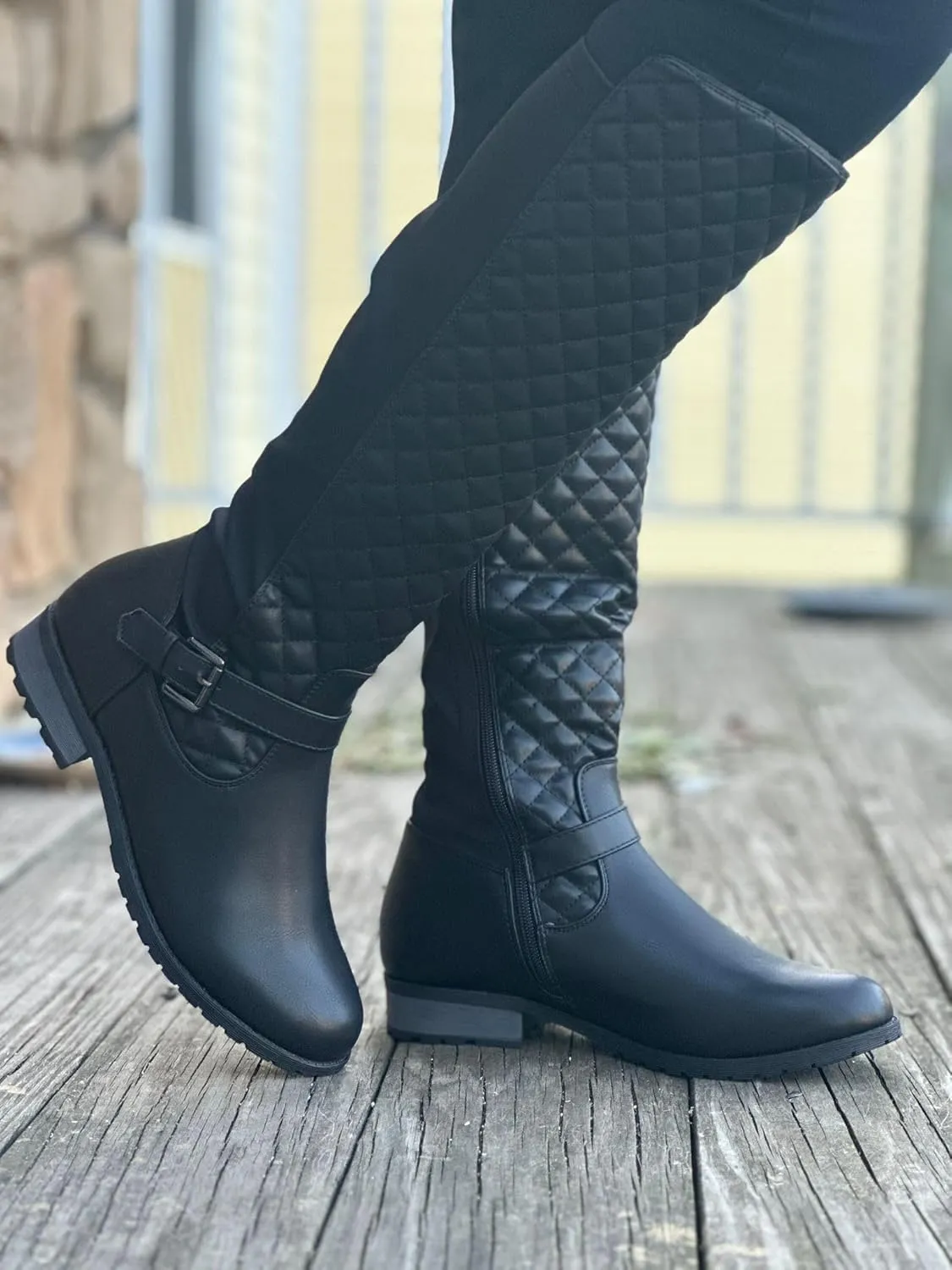 Forever Link Women's Knee High Quilted Riding Fashion Boots