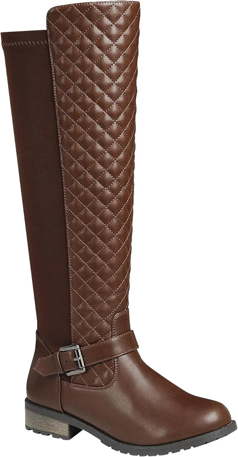 Forever Link Women's Knee High Quilted Riding Fashion Boots