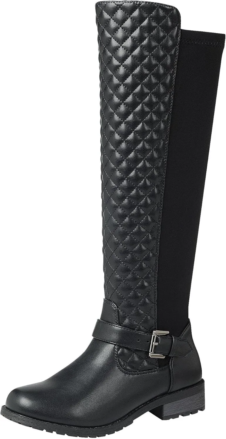 Forever Link Women's Knee High Quilted Riding Fashion Boots
