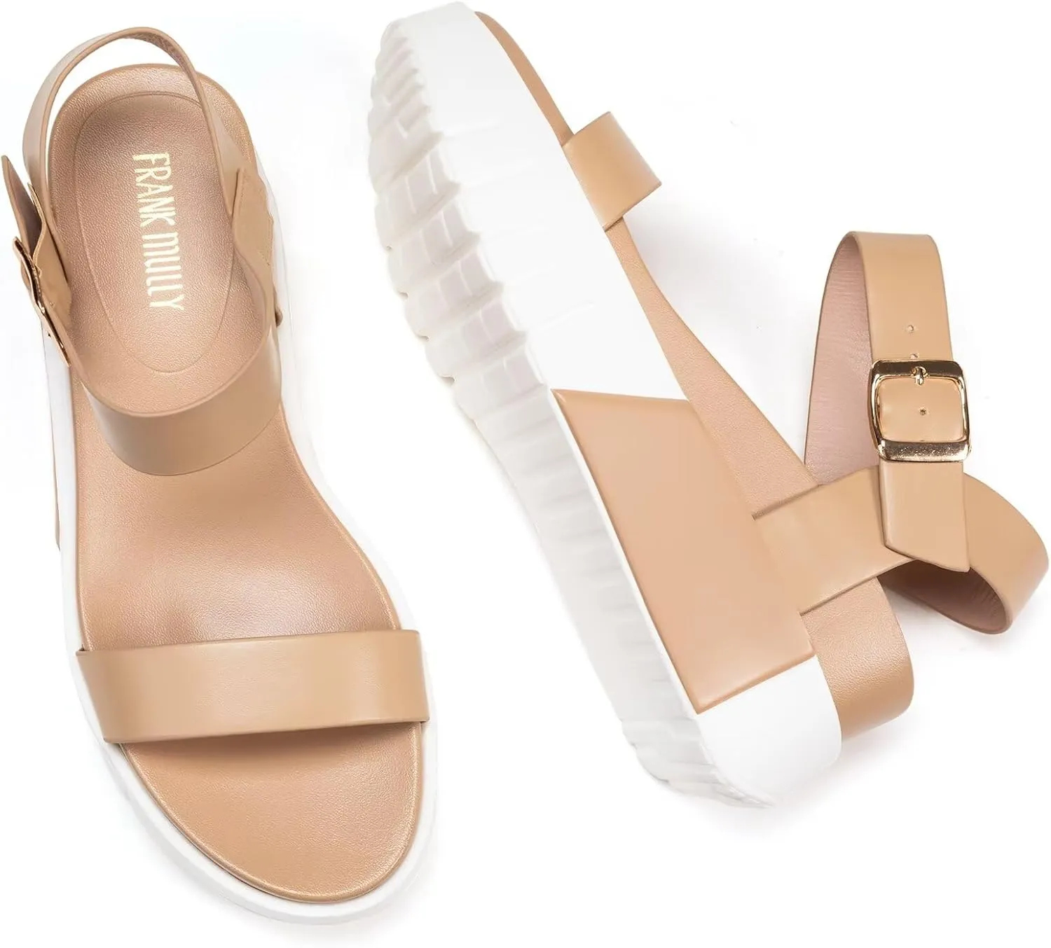 Frank Mully Women's Platform Sandals Open Toe Ankle Strap Buckle Adujustable Casual Platform Sandals Shoes