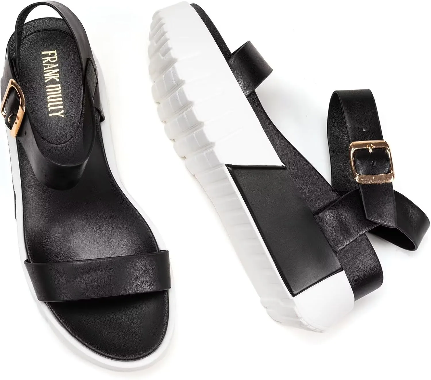 Frank Mully Women's Platform Sandals Open Toe Ankle Strap Buckle Adujustable Casual Platform Sandals Shoes