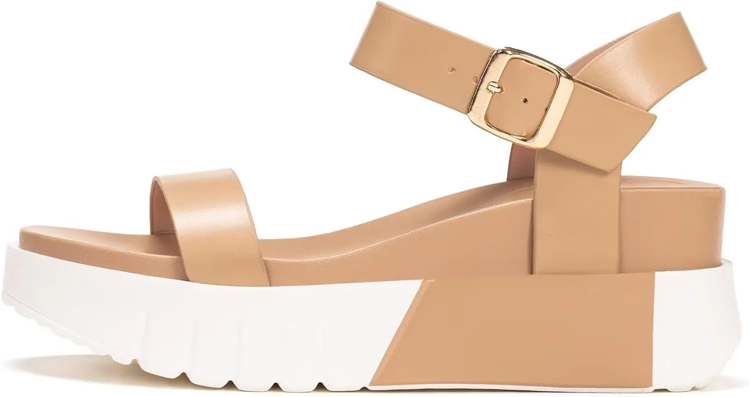 Frank Mully Women's Platform Sandals Open Toe Ankle Strap Buckle Adujustable Casual Platform Sandals Shoes
