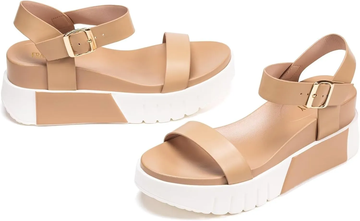 Frank Mully Women's Platform Sandals Open Toe Ankle Strap Buckle Adujustable Casual Platform Sandals Shoes