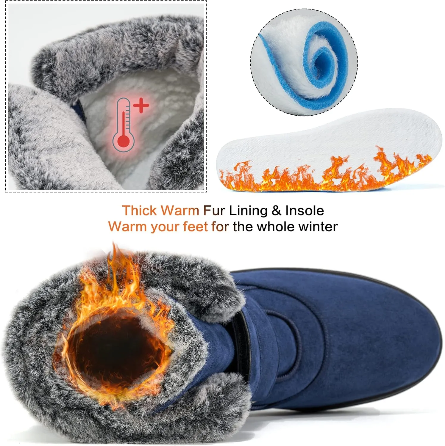 FUDYNMALC Women Winter Snow Boots: Warm Fur Lined Womens Ankle Booties - Comfortable Walking Outdoor Boot Cute