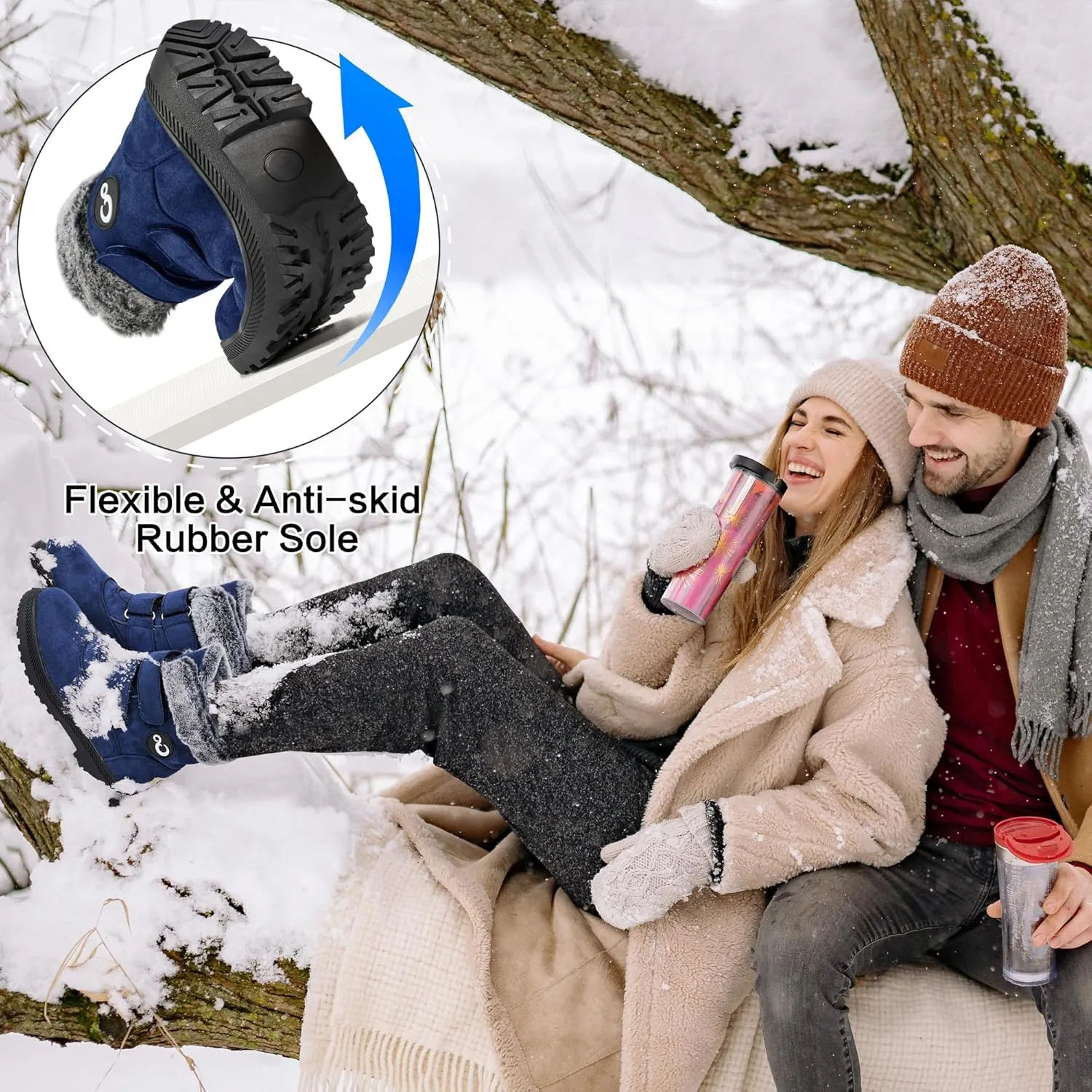 FUDYNMALC Women Winter Snow Boots: Warm Fur Lined Womens Ankle Booties - Comfortable Walking Outdoor Boot Cute