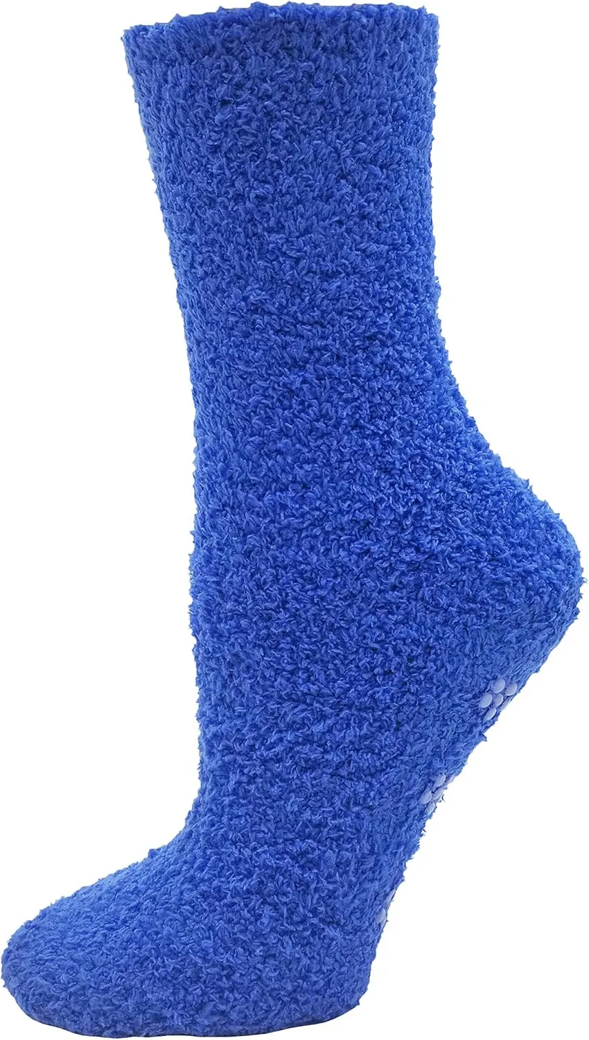 Fuzzy Socks, 12 Pairs Womens Girls, Non-Skid Gripper Bottom Warm Winter Holiday Slipper Bulk Pack