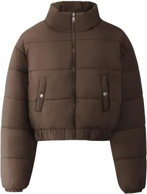 Gihuo Women' s Cropped Quilted Puffer Jacket Outerwear Coats