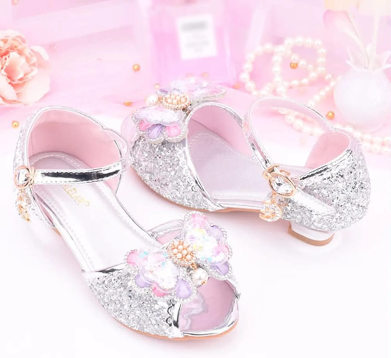 Girls Dress Shoes Toddler Bow Party Wedding Pumps Open Toe High Heels for Girls Toddler Kids Infant