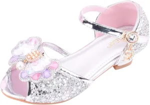 Girls Dress Shoes Toddler Bow Party Wedding Pumps Open Toe High Heels for Girls Toddler Kids Infant