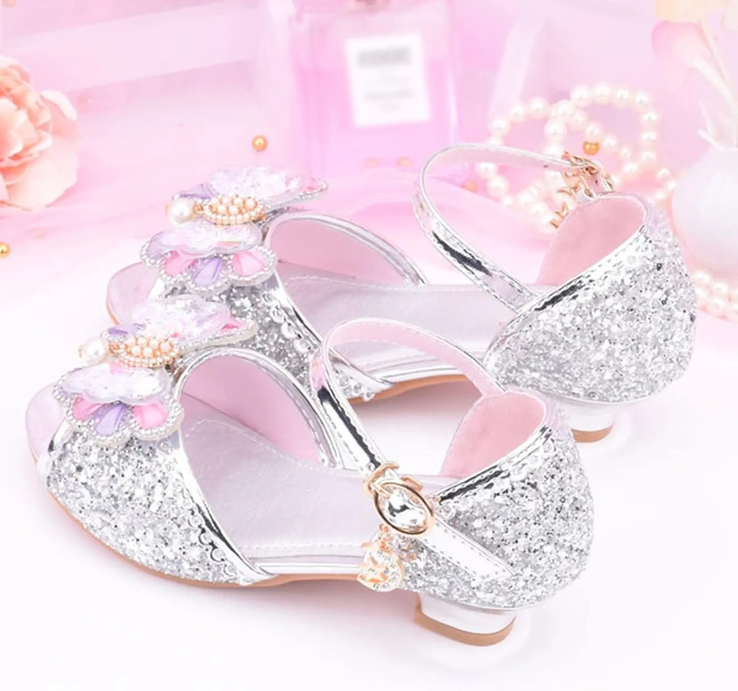 Girls Dress Shoes Toddler Bow Party Wedding Pumps Open Toe High Heels for Girls Toddler Kids Infant