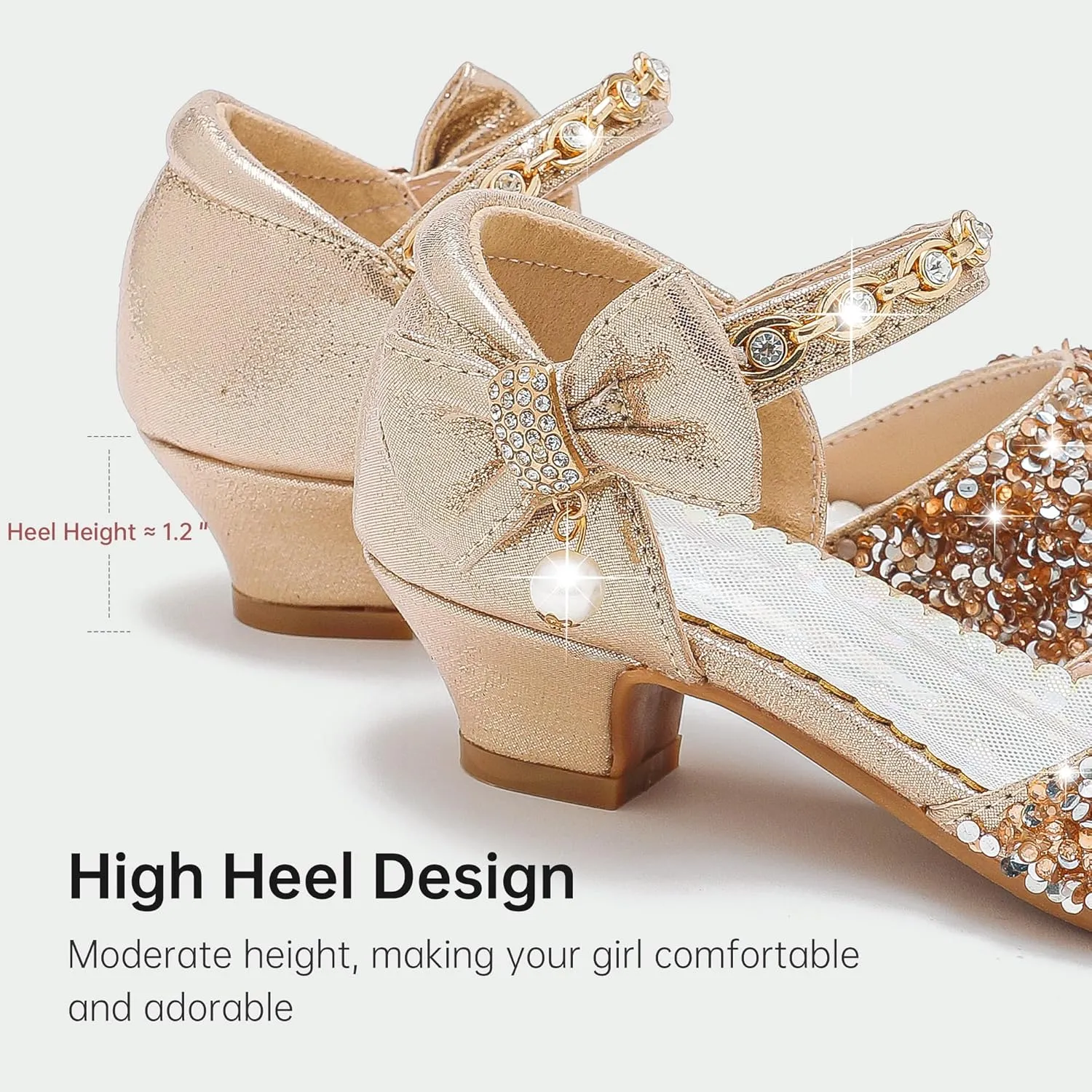Girls Sandals Closed Toe Heels Wedding Party Girls Dress Shoes Toddler Little Big Kid