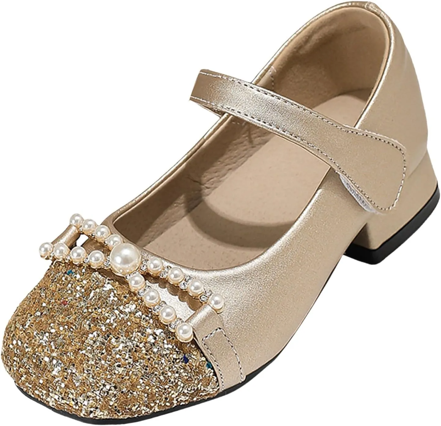Girls Sandals Open Toe Chunky French Mary Jane Girls High Heel Princess Shoes Summer Shallow Mouth Round Head Versatile Children's Small Leather Shoes