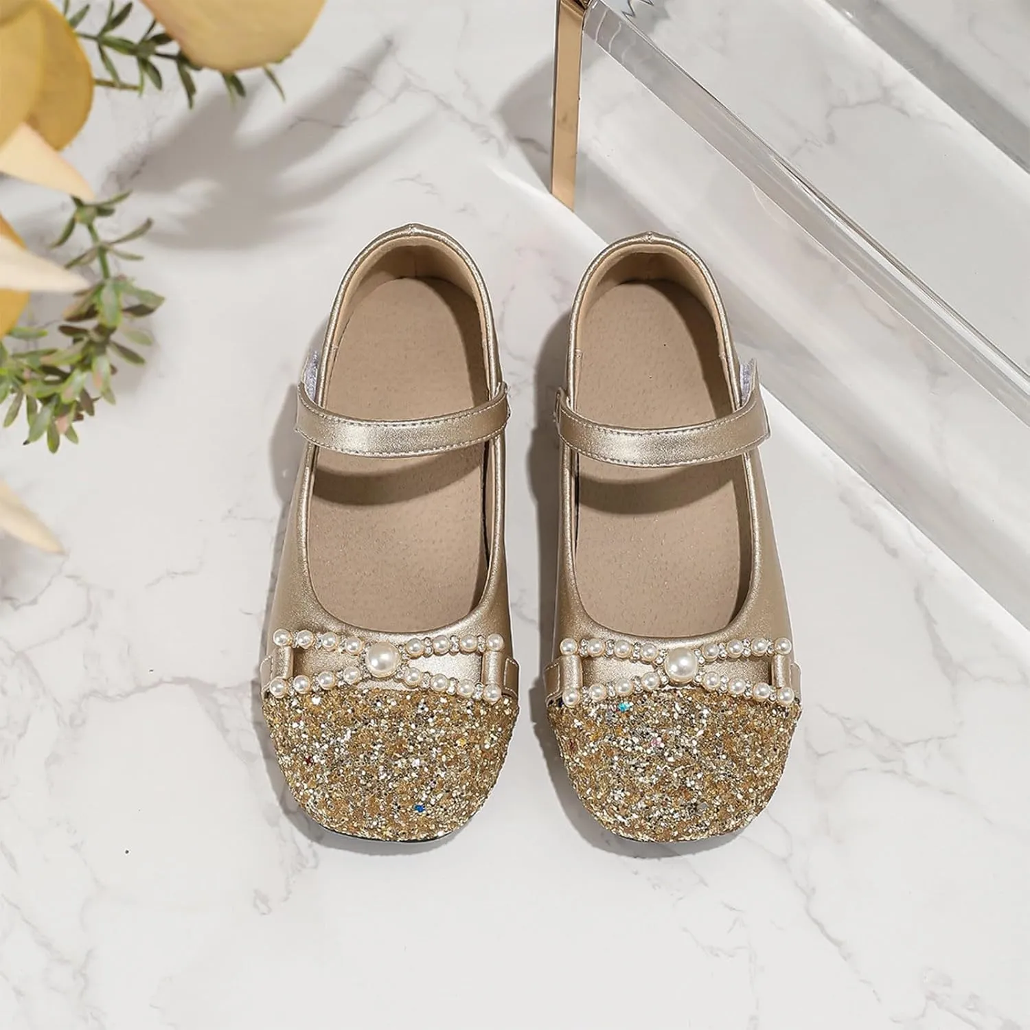 Girls Sandals Open Toe Chunky French Mary Jane Girls High Heel Princess Shoes Summer Shallow Mouth Round Head Versatile Children's Small Leather Shoes
