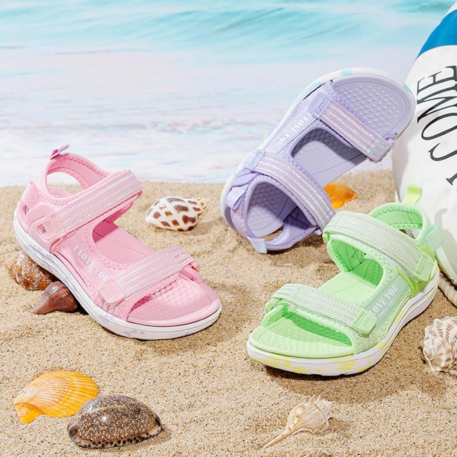 Girl's Walking Sandals Kids Adjustable Straps Open Toe Sport Sandals Toddler Summer Anti-Slip Outdoor Casual Shoes