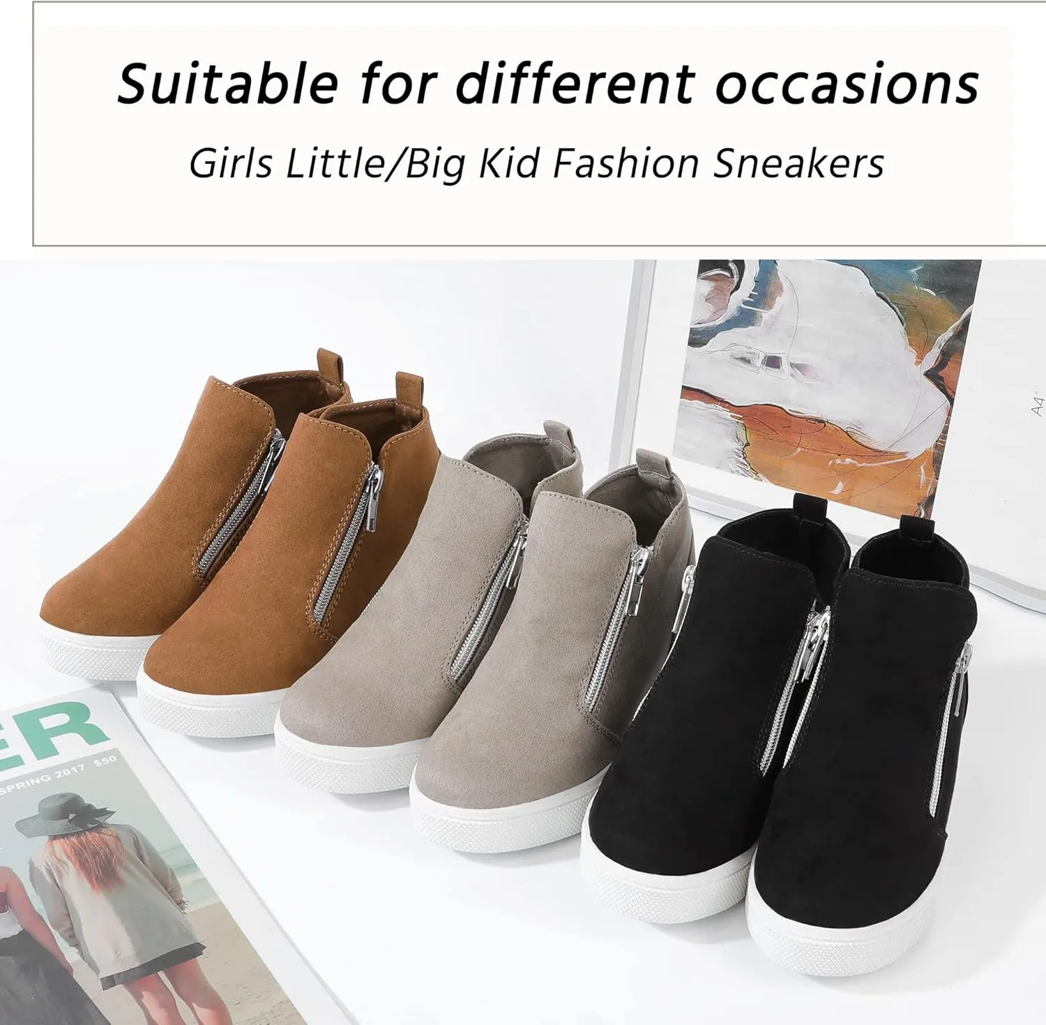 Girls Wedge Sneakers Kids Boots High Top Platform Shoes Littile Kids/Big Kids