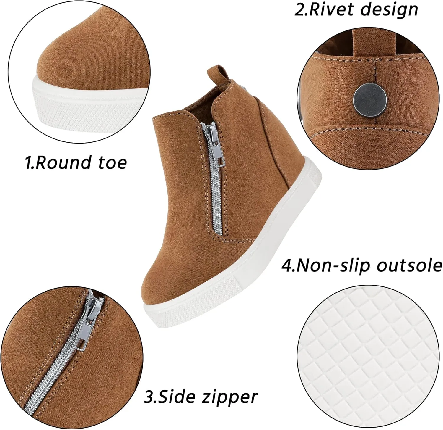 Girls Wedge Sneakers Kids Boots High Top Platform Shoes Littile Kids/Big Kids