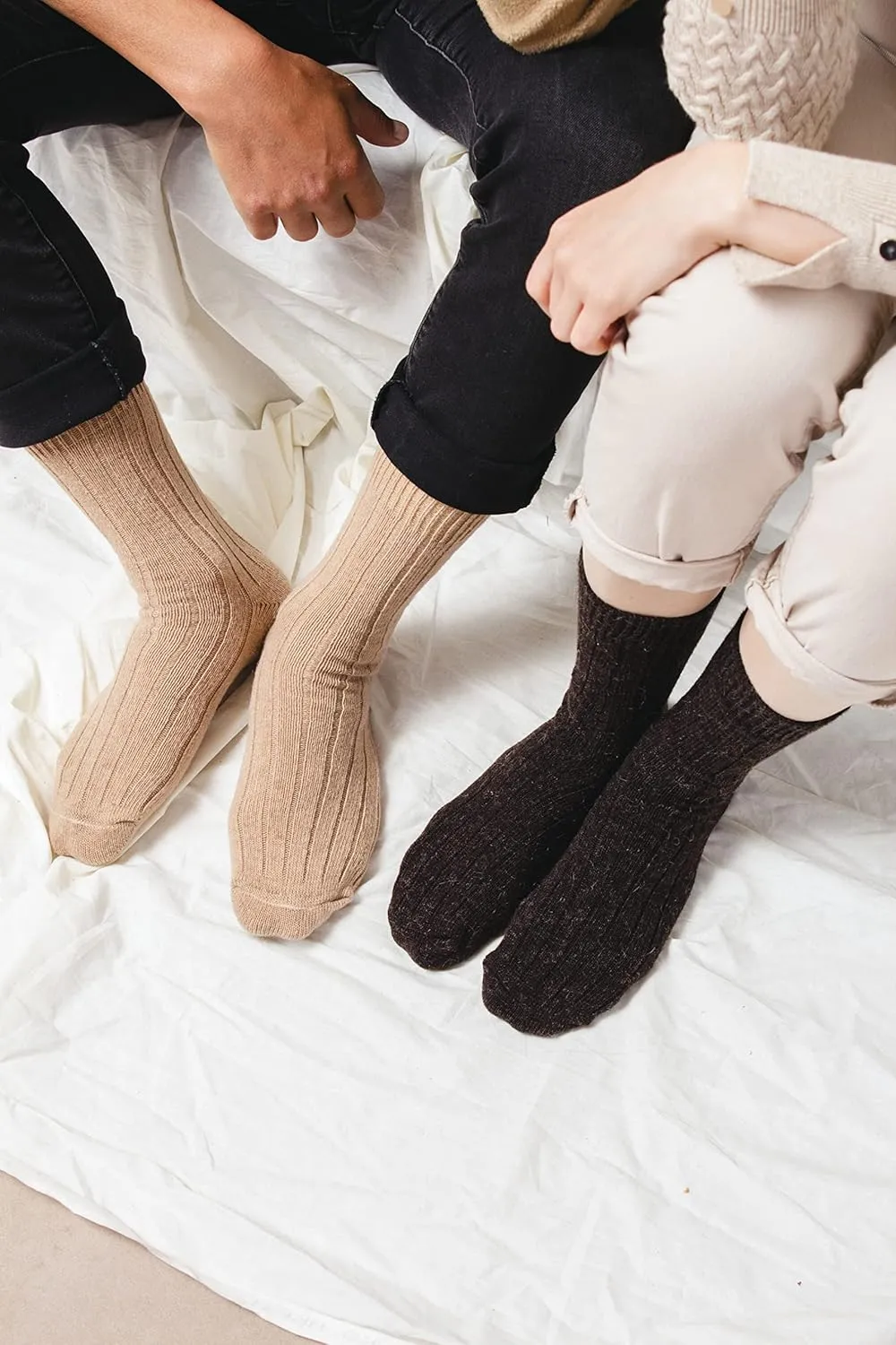 GoWith Alpaca Wool Socks for Men & Women, Alpaca-Merino Blend Warm Cozy Crew Socks, Thermal Regular-Fit Boot Socks
