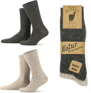 GoWith Alpaca Wool Socks for Men & Women, Alpaca-Merino Blend Warm Cozy Crew Socks, Thermal Regular-Fit Boot Socks
