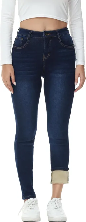 GUNLIRE Women's Fleeced Lined Jeans Winter Skinny Fit High Waisted Thicken Stretch Thermal Warm Pants