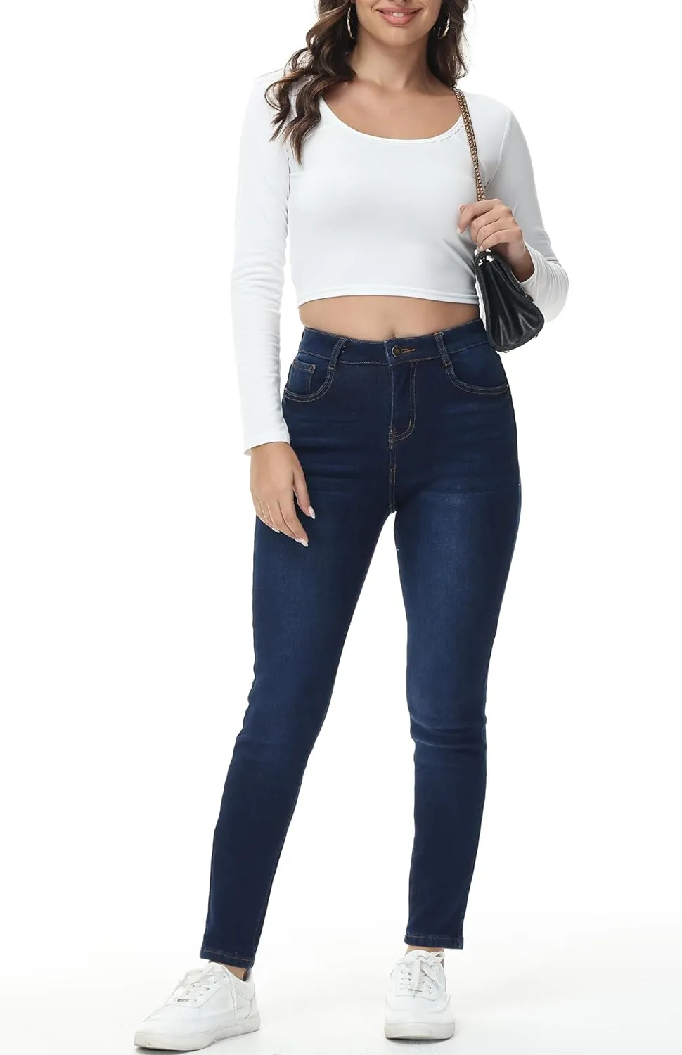 GUNLIRE Women's Fleeced Lined Jeans Winter Skinny Fit High Waisted Thicken Stretch Thermal Warm Pants