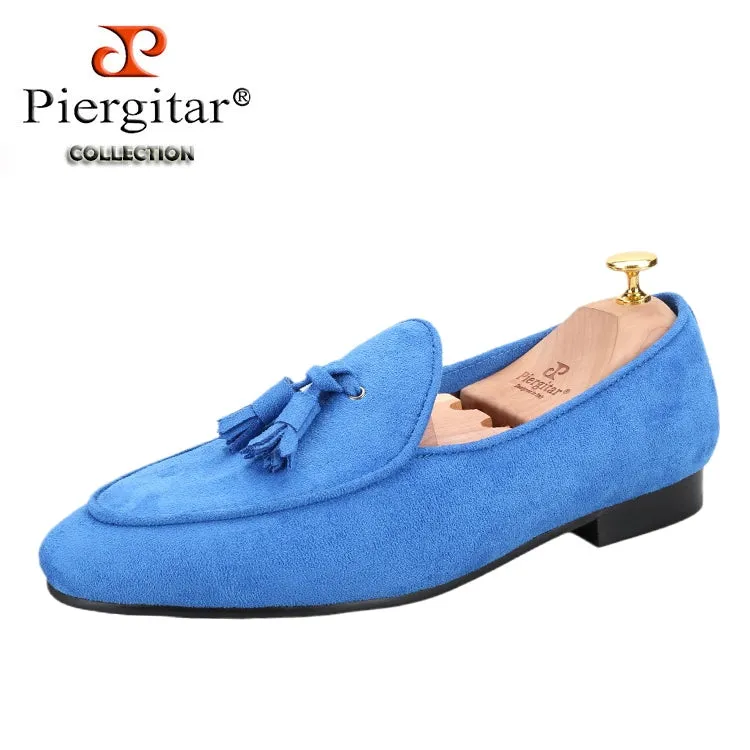 Handmade custom pink Korean fiber velvet men's fringed loafers wedding party European and American style classic foot smoking shoes