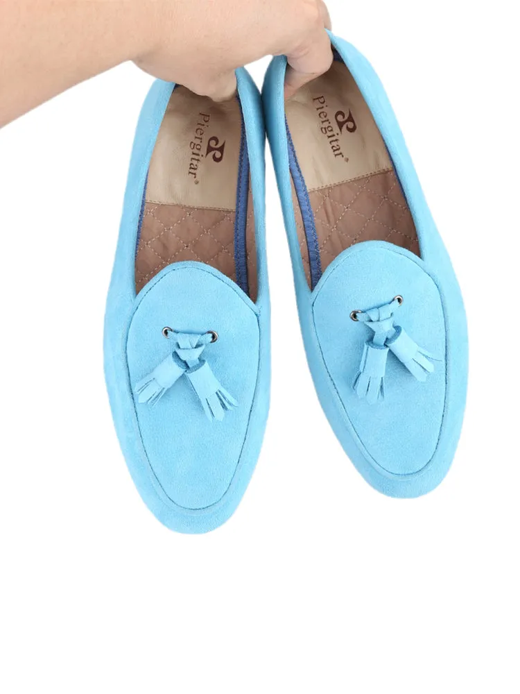 Handmade custom pink Korean fiber velvet men's fringed loafers wedding party European and American style classic foot smoking shoes