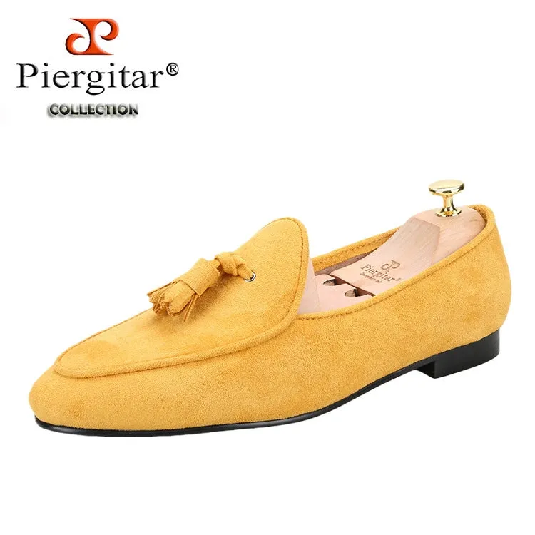 Handmade custom pink Korean fiber velvet men's fringed loafers wedding party European and American style classic foot smoking shoes