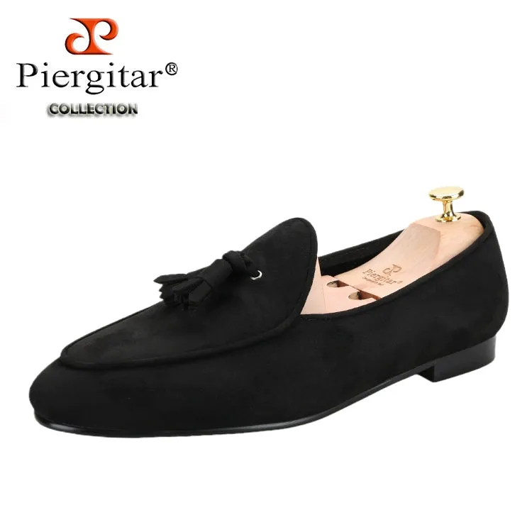Handmade custom pink Korean fiber velvet men's fringed loafers wedding party European and American style classic foot smoking shoes