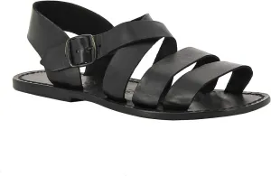 Handmade in Italy Mens Sandals in Dark Brown Leather