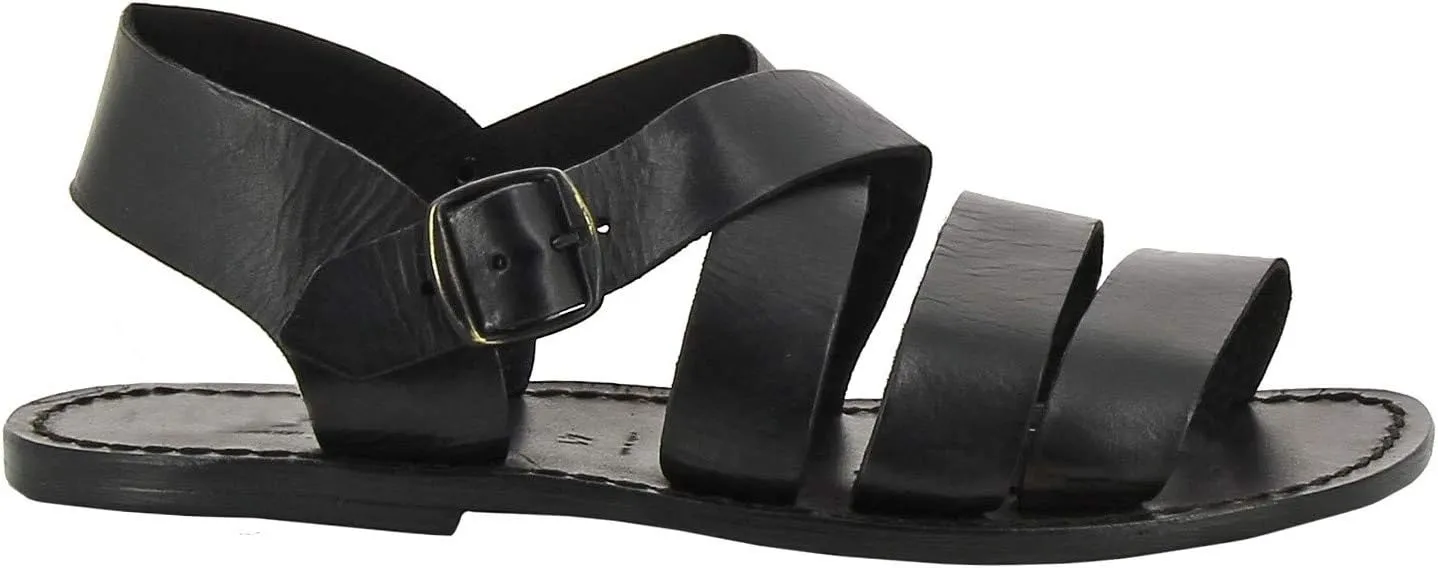 Handmade in Italy Mens Sandals in Dark Brown Leather