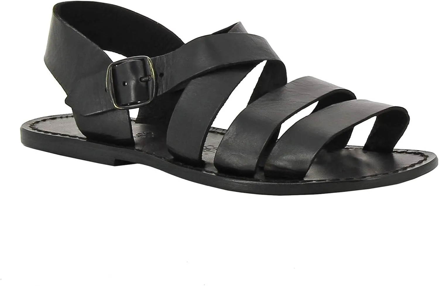 Handmade in Italy Mens Sandals in Dark Brown Leather