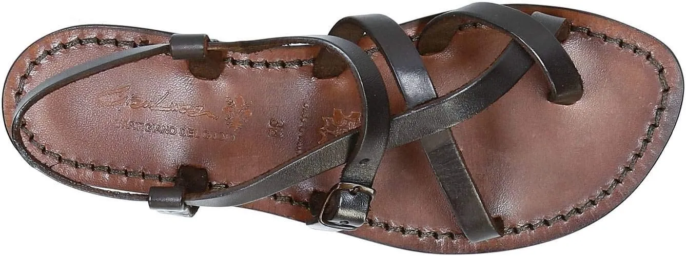 Handmade in Italy Womens Slave Sandals in Vintage Cuir Leather