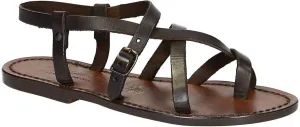 Handmade in Italy Womens Slave Sandals in Vintage Cuir Leather