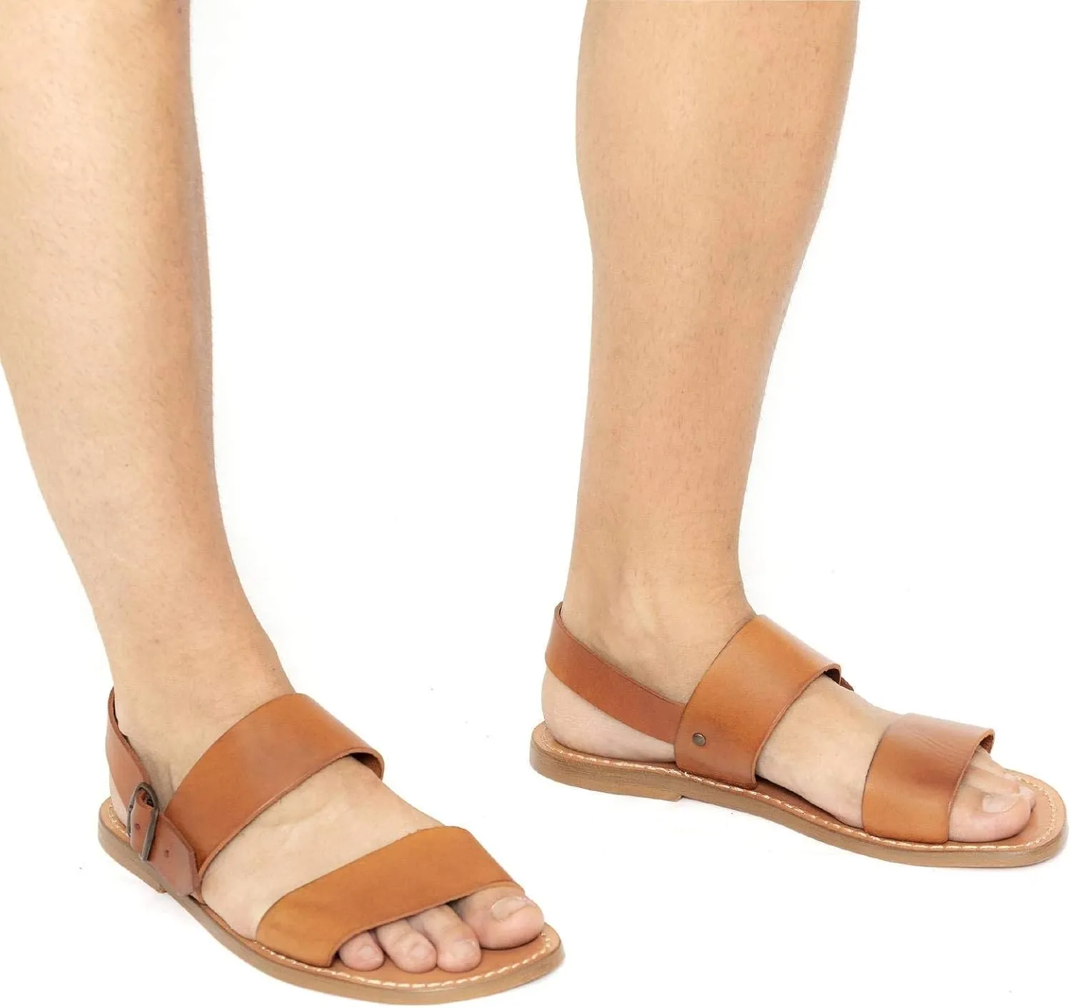 Handmade Mens Sandals in Dark Brown Leather Made in Italy