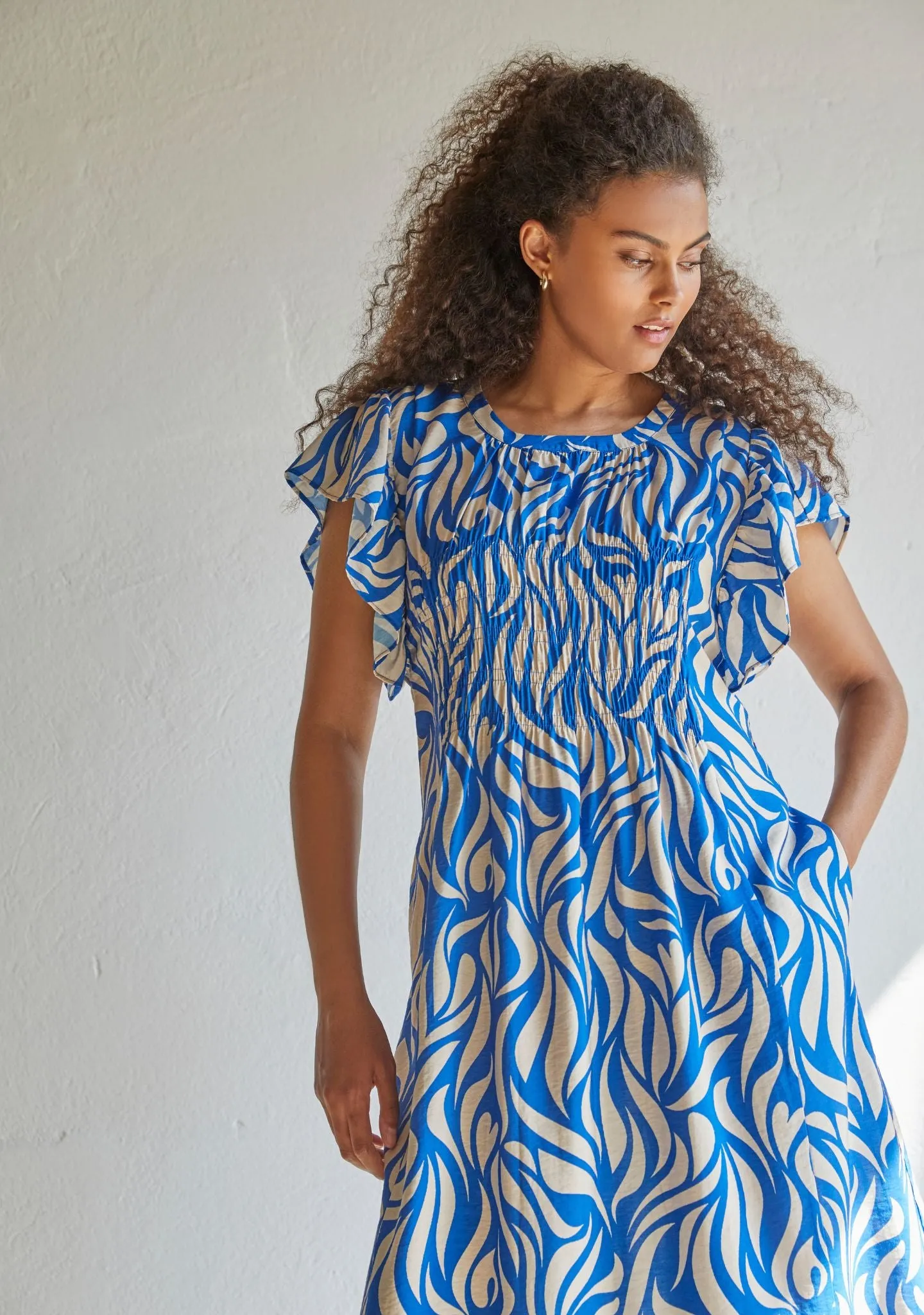 Harlee s/s Dress - Blue Floating