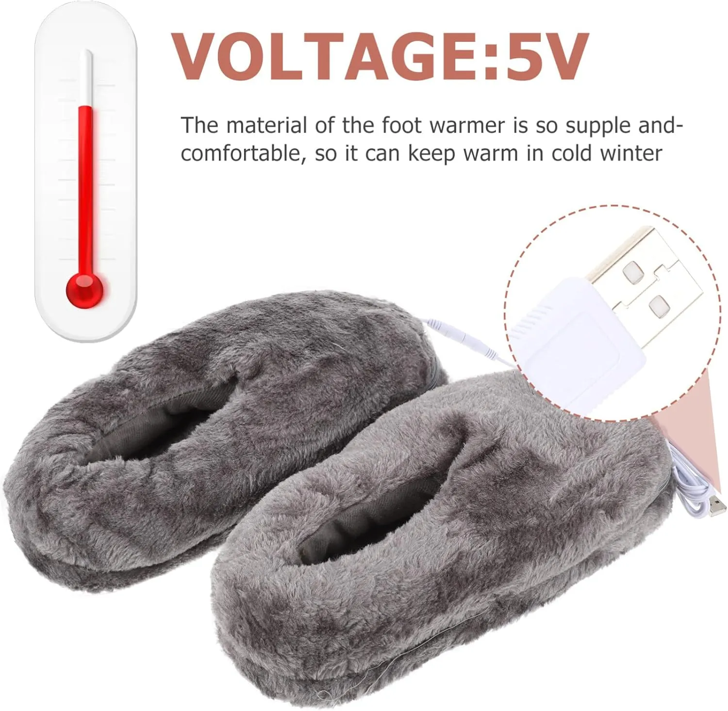 Heated Slippers Foot Warming Shoes Electric Warm Shoes Winter Footwear for Cold Days