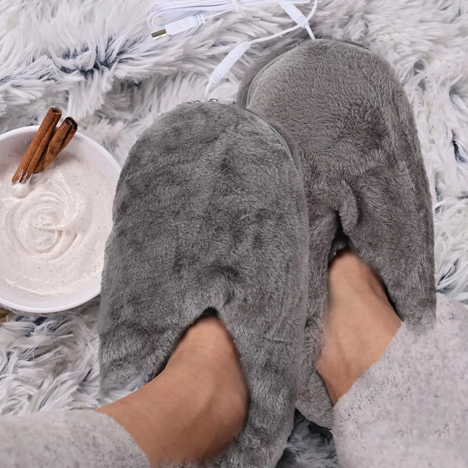Heated Slippers Foot Warming Shoes Electric Warm Shoes Winter Footwear for Cold Days