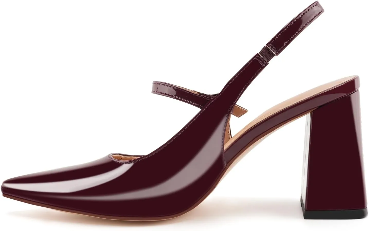 heelchic Women's Pumps Slingback Chunky Heels Closed Pointed Toe Comfortable Low Block Heel Slip-on Sandals Wedding Party Dress Shoes Work Pumps