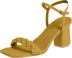 Heeled Sandal Braided Open Toe Ankle Strap Block Chunky Heel Sandals Holiday Party Wedding Dress Pumps Shoes