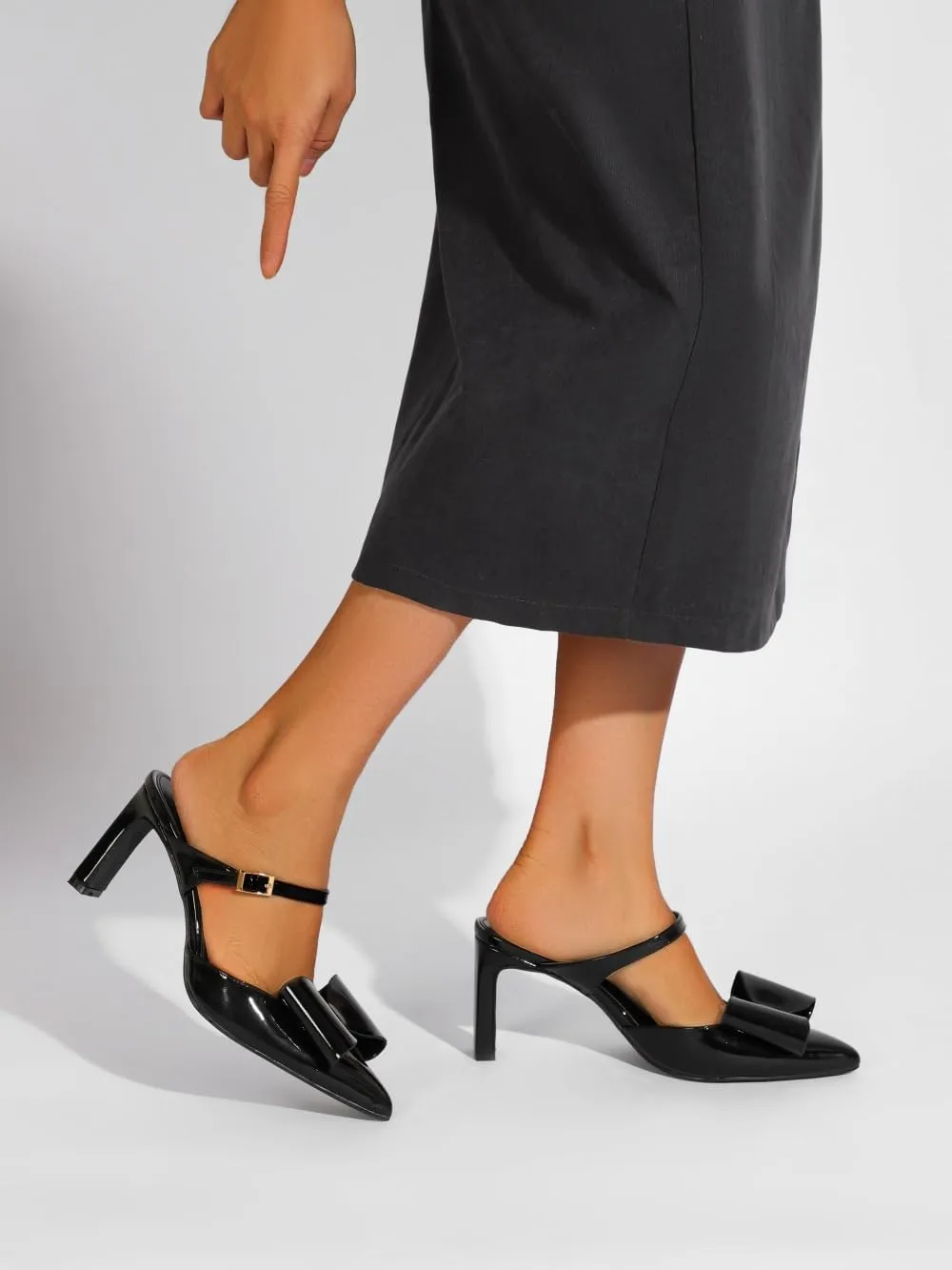 Heels for Women Closed Toe Bowkont Pumps Sexy Pointed Toe Ankle Buckle Strap Slip On Chunky Mid Heels Wedding Bridal Party Shoes