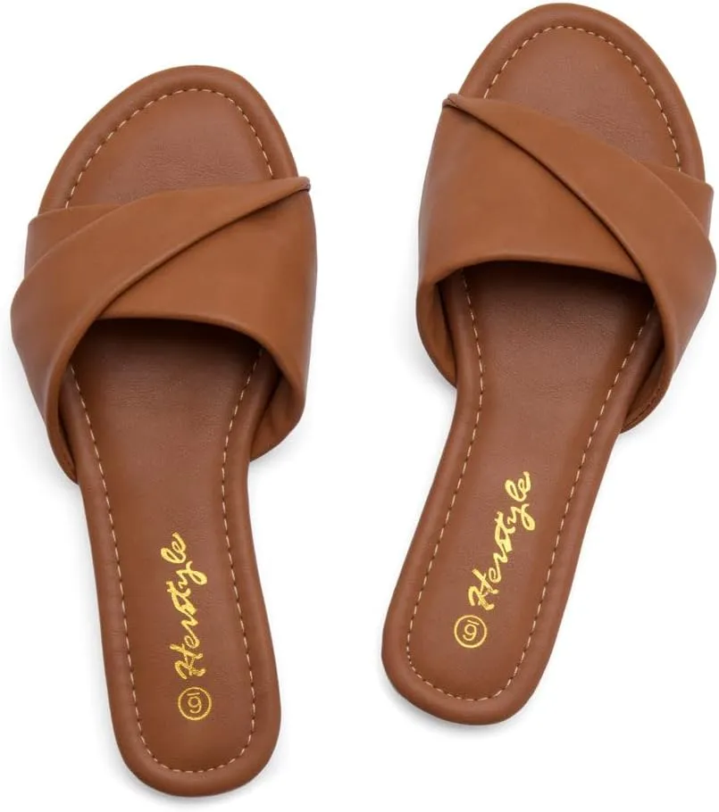 Herstyle Women’s Flat Sandals 2025 – Comfortable Dressy Slide Sandals | Cushioned Slip-On Summer Casual Sandals with Open Toe for Beach, Travel & Everyday Wear