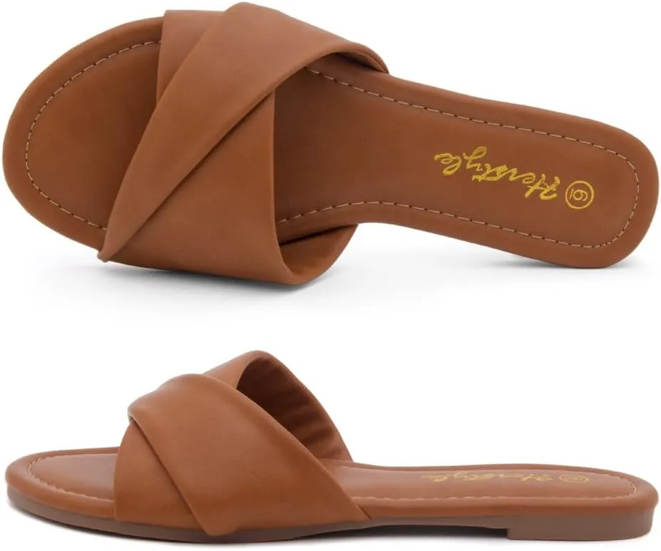 Herstyle Women’s Flat Sandals 2025 – Comfortable Dressy Slide Sandals | Cushioned Slip-On Summer Casual Sandals with Open Toe for Beach, Travel & Everyday Wear