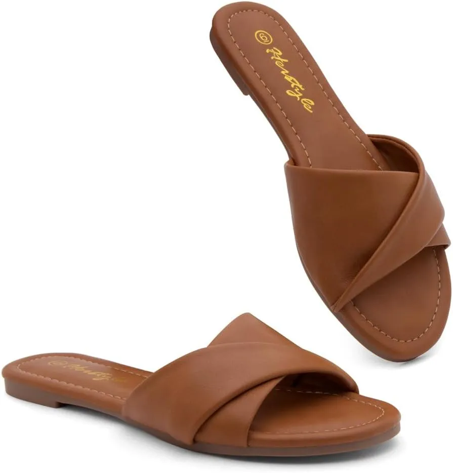 Herstyle Women’s Flat Sandals 2025 – Comfortable Dressy Slide Sandals | Cushioned Slip-On Summer Casual Sandals with Open Toe for Beach, Travel & Everyday Wear