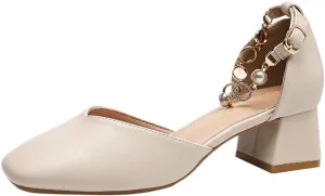 High Heels Women's sandals with closed toe, fairy style, all-match medium-thick heel, French style high heels