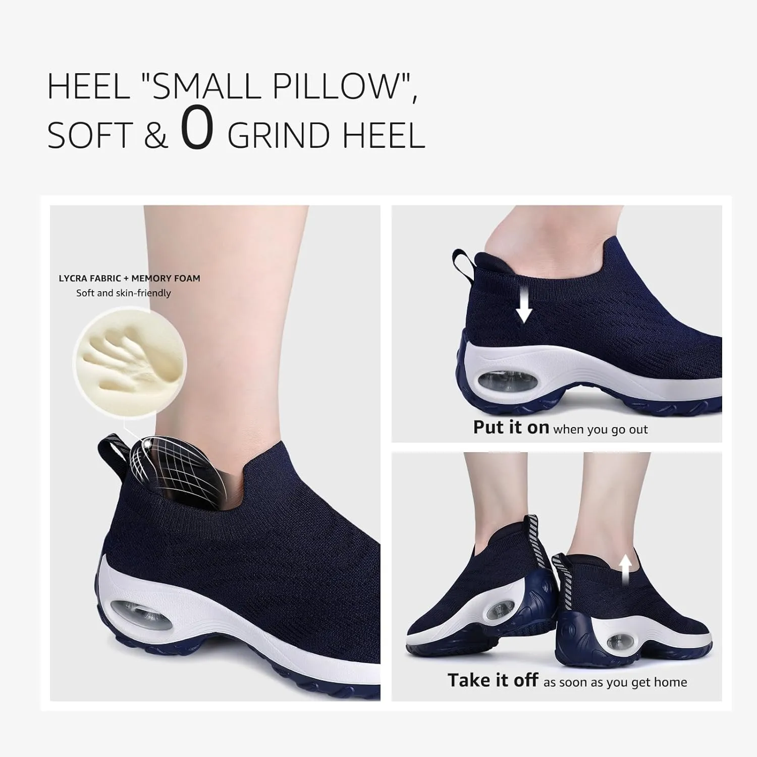 HKR Women's Walking Shoes Arch Support Non Slip Work Shoes Breathable Knit Upper Lightweight for Plantar Fasciitis