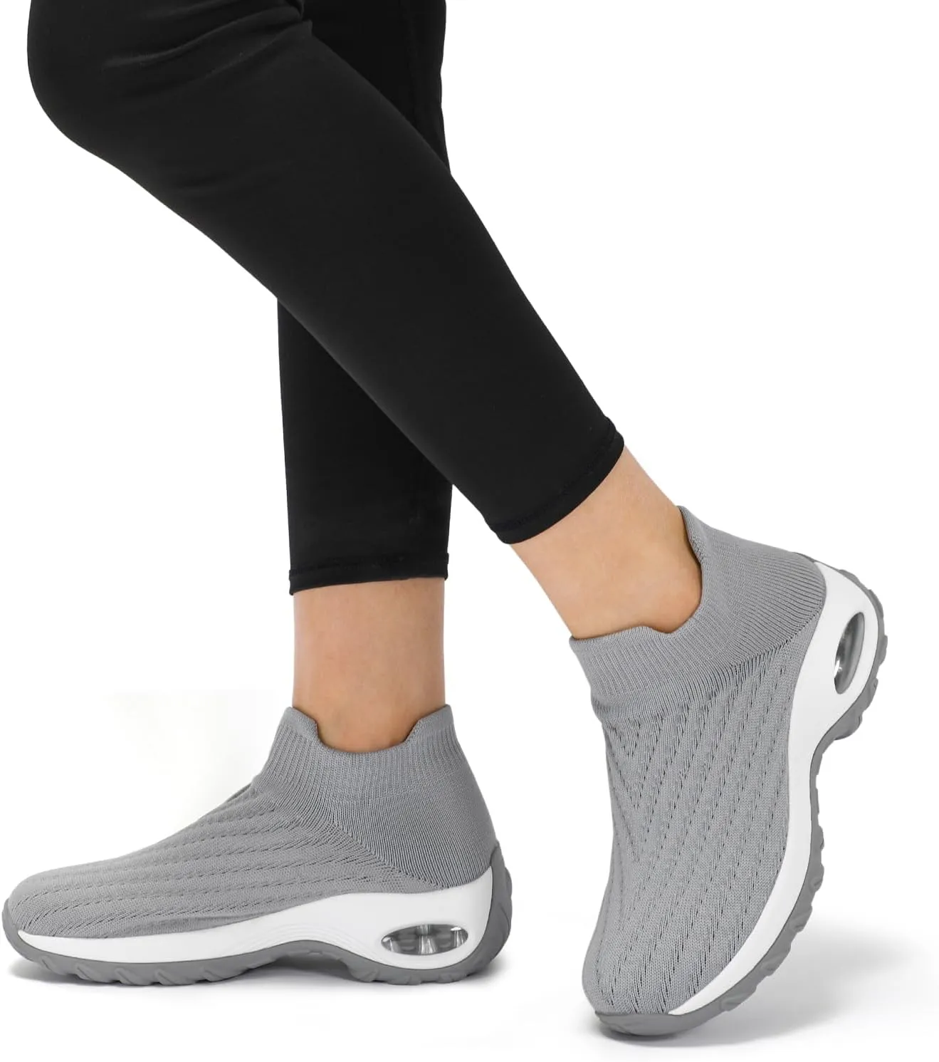 HKR Women's Walking Shoes Arch Support Non Slip Work Shoes Breathable Knit Upper Lightweight for Plantar Fasciitis