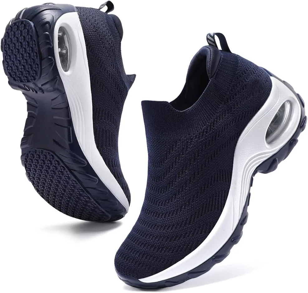 HKR Women's Walking Shoes Arch Support Non Slip Work Shoes Breathable Knit Upper Lightweight for Plantar Fasciitis